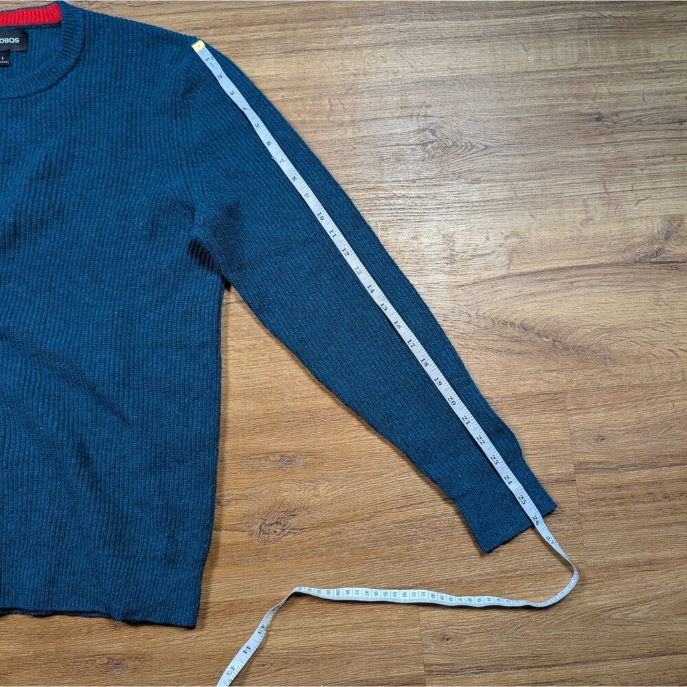 Bonobos Extra Fine Merino Wool Pullover Crewneck Sweater Mens Large Teal Classic - Picture 9 of 10